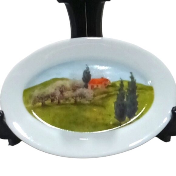 Vintage Box Set of 4 Boston Warehouse Scenes From Tuscany Painted Tidbit Plates - Picture 7 of 9